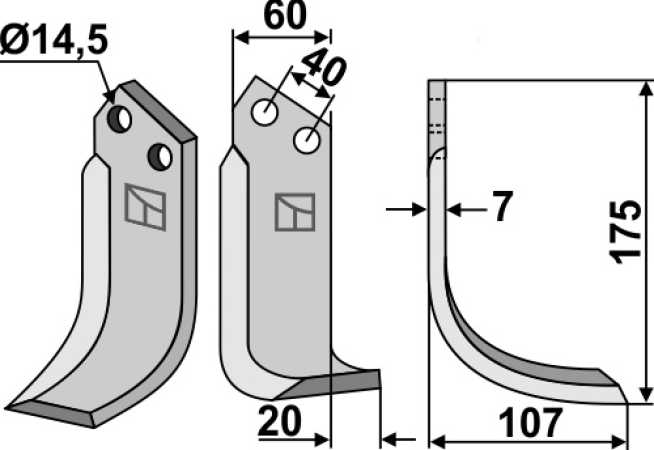 Fräsmesser 175x60mm, rechts